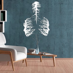 Abstract Tree Metal Wall Art, Abstract Faces Wall Decor, Modern Wall Art, Unique Design Wall Sculpture, Art Lover Gift, Housewarming Gift White