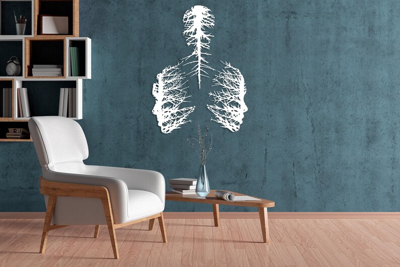 Abstract Tree Metal Wall Art, Abstract Faces Wall Decor, Modern Wall Art, Unique Design Wall Sculpture, Art Lover Gift, Housewarming Gift White