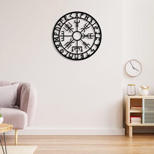 Vegvisir Metall Wand dekor, Metall Wand dekor, Metall Wandschild, Wikinger Metall Wandbehang, Büro Wand Kunst, isländische Kunst, Wohnzimmer Kunst Bild 2