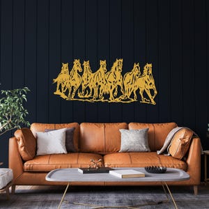 Metal Horse Wall Art, Horse Family Sign, Entryway Decor, Farmhouse Wall Decor, Animal Metal Decor,Wildlife Horse Lover Gift,Metal Horse Head Gold
