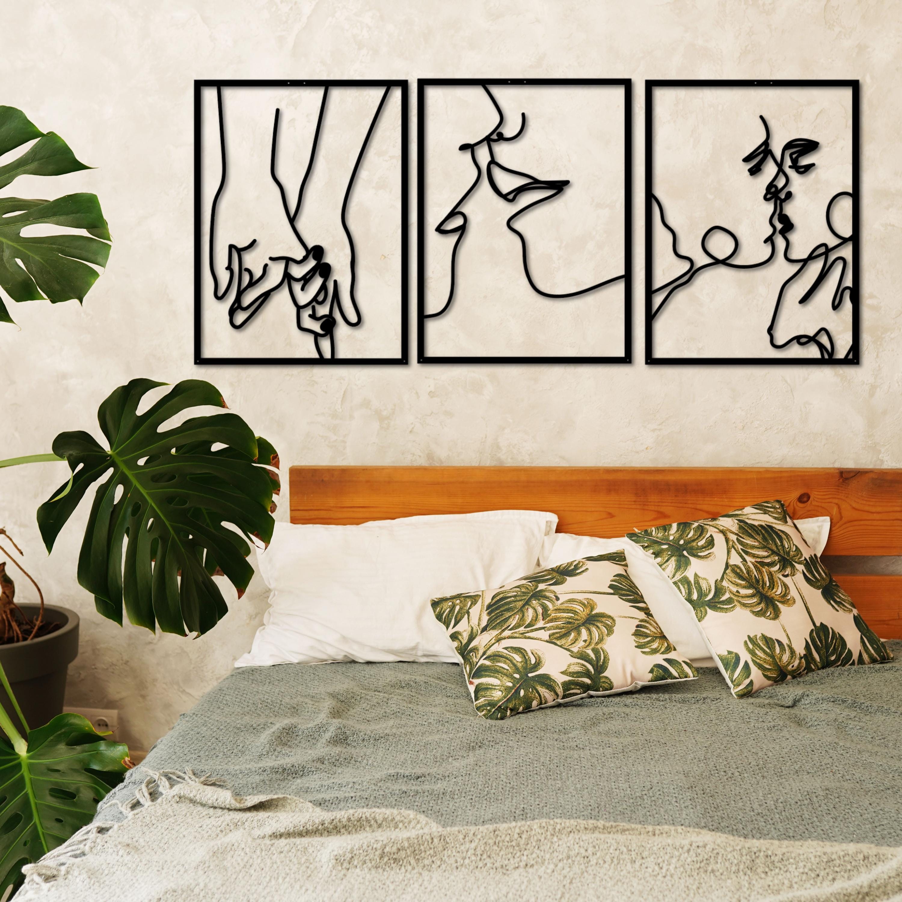 Yolispa Minimalistische metalen wanddecoratie, 3 stuks wandkunst
