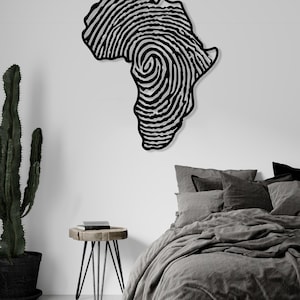 Metalen kaart Afrika vingerafdruk kunst aan de muur, Afrikaanse kunst en ambacht, cadeau voor haar, Afrikaanse wereldkaart, vingerafdrukbord, decor van de boerderij, cadeau voor hem afbeelding 8
