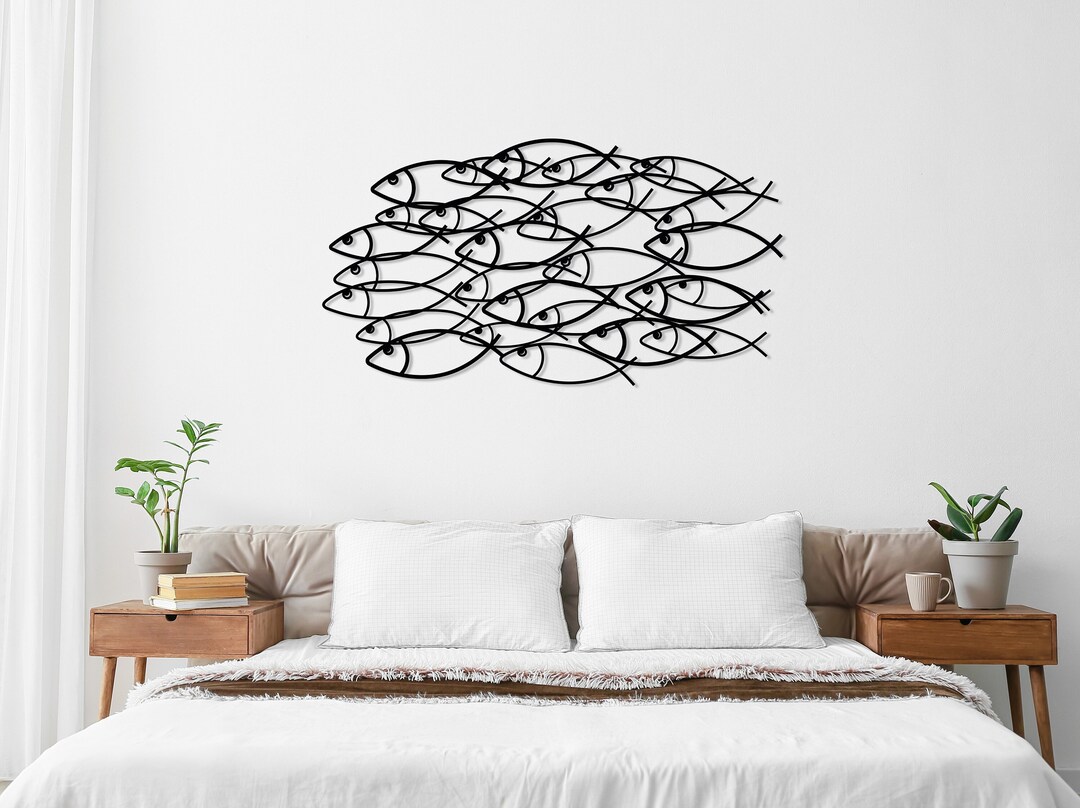 School of Fish Metal Wall Decor, Metal Fish Art, Nautical Wall Decor