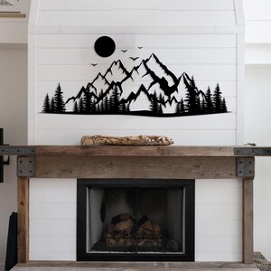Clean design metal mountain wall art for minimalist spaces