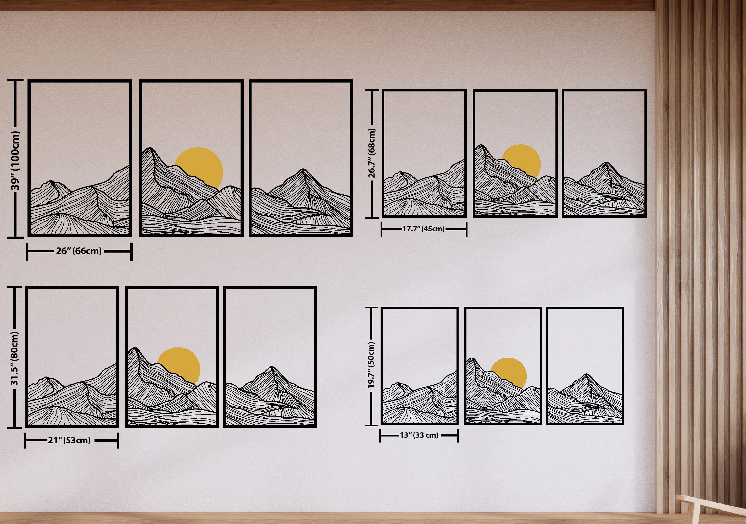 Mountain and Sun Wall Art Set