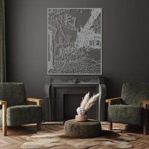 Cafe Terrace at Night Large Metal Wall Art, Van Gogh Wall Decor Artwork, Modern Living Room Wall Art, Unique Above Bed Decor, Art Lover Gift Silver