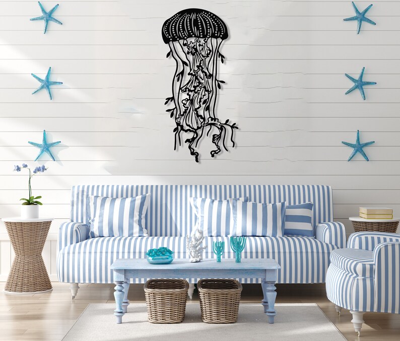 Jellyfish Metal Wall Art Sea Life Wall Decor Nautical Theme Etsy