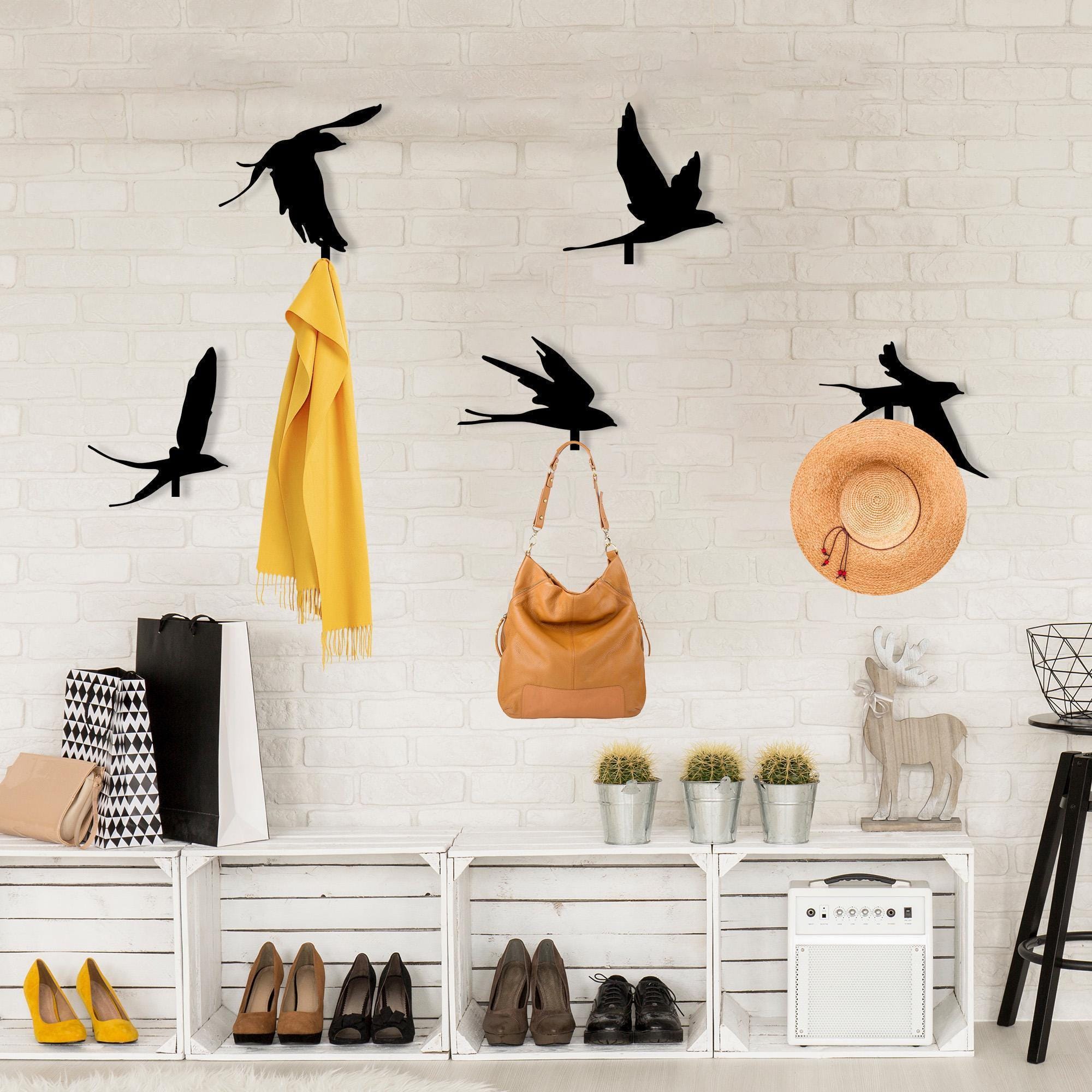 Flying Wall Rack Room Flying Bird Wall Hooks Art, Metal Bird Coat Racks, Bird Lover Gift ...