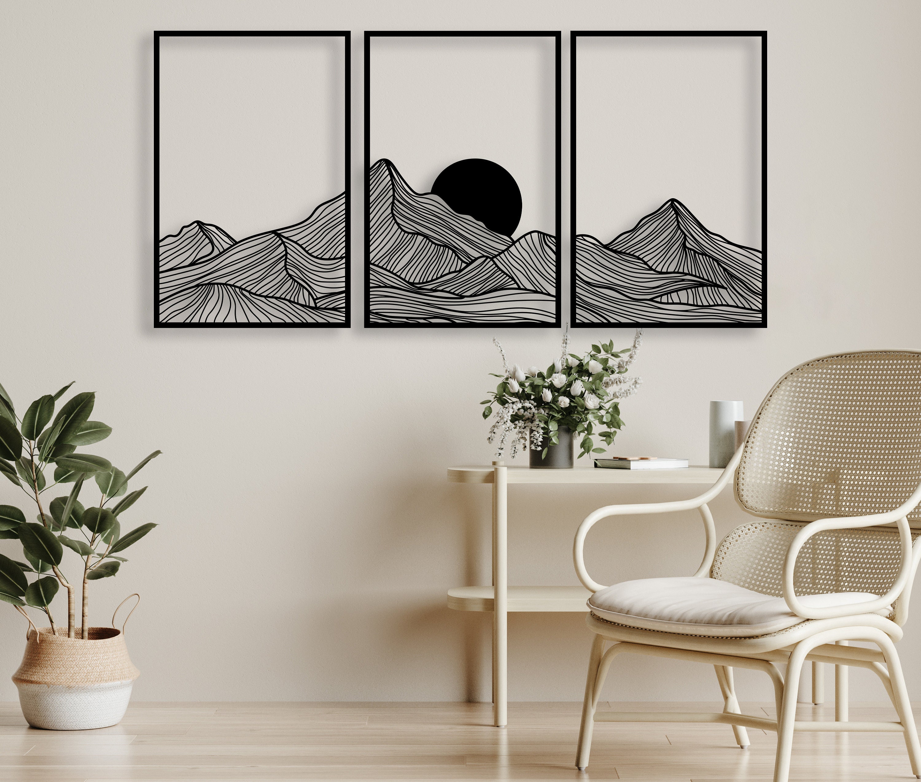 Mountain and Sun Wall Art Set