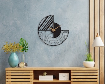 Minimalist Modern Large Wall Clock, Black Unique Design Oversize Clock, Wanduhr  Modern Home Metal Wall Art Horloge Murale, Metal Wall Clock