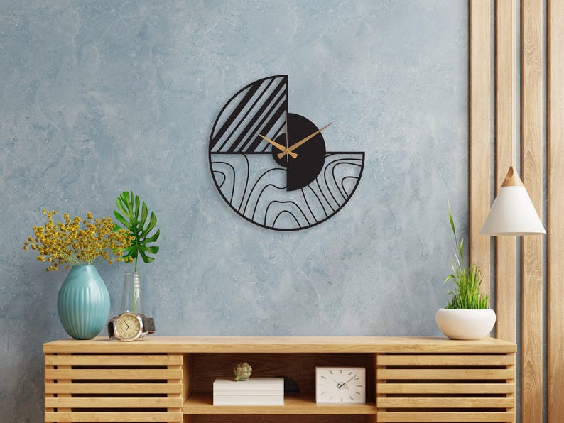 Minimalist Modern Large Wall Clock, Black Unique Design Oversize Clock, Wanduhr Modern Home Metal Wall Art Horloge Murale, Metal Wall Clock Black