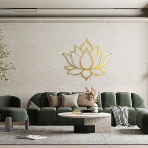 Lotus Flower Wall Decor, Metal Lotus Flower Wall Art Gold or Black, Large Outdoor Wall Decor, Metal Wall Art Mandala Decor, Yoga Decor image 5