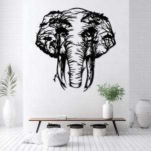 Elephant Tree Metal Wall Art, Safari Animals Wall Decor, Africa Wall Art, Livingroom Wall Hanging, Outdoor Metal Wall Art,Wildife Lover Gift image 10