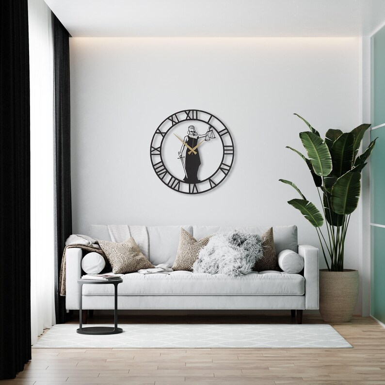 Black Justice Metal Large Wall Clock, Modern Oversize Silent Clock ...