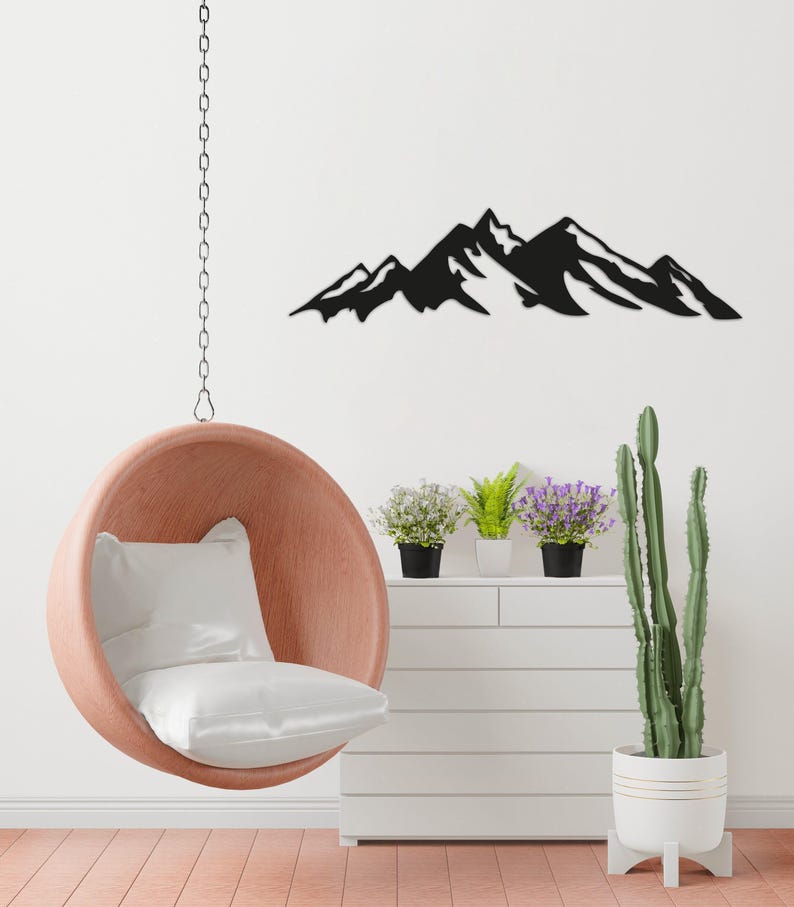Mountain Wall Art, Large Mountain Wall Art, Mountain Metal Wall Art, Nature Mountain Metal Decor, Hill Metal Decor, Fireplace Metal Wall Art image 6