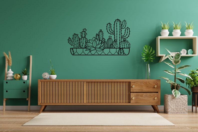 Cactus Metal Wall Decor, Metal Cactus Decor, Large Metal Wall Art, Cactus Sign, Living Room Decoration, Wall Hangings, Housewarming Gift image 5