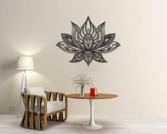 Lotus Mandala Large Metal Wall Art, Lotus Flower Metal Wall Decor, Yoga Art, Home Bedroom Wall Decor, Above Bed Decor, Housewarming Gift
