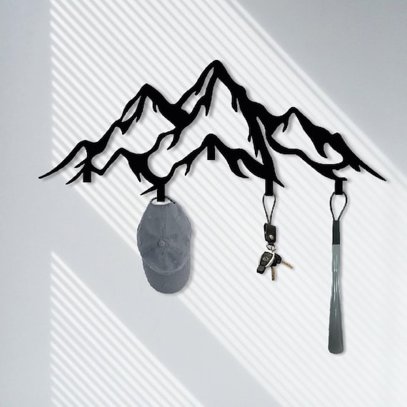 Mountain Metal Wall Coat Rack for Entryway, Modern Cabin Coat Hanger, Entryway Organizer, Keys and Jackets Wall Organizer,Mountain Wall Hook