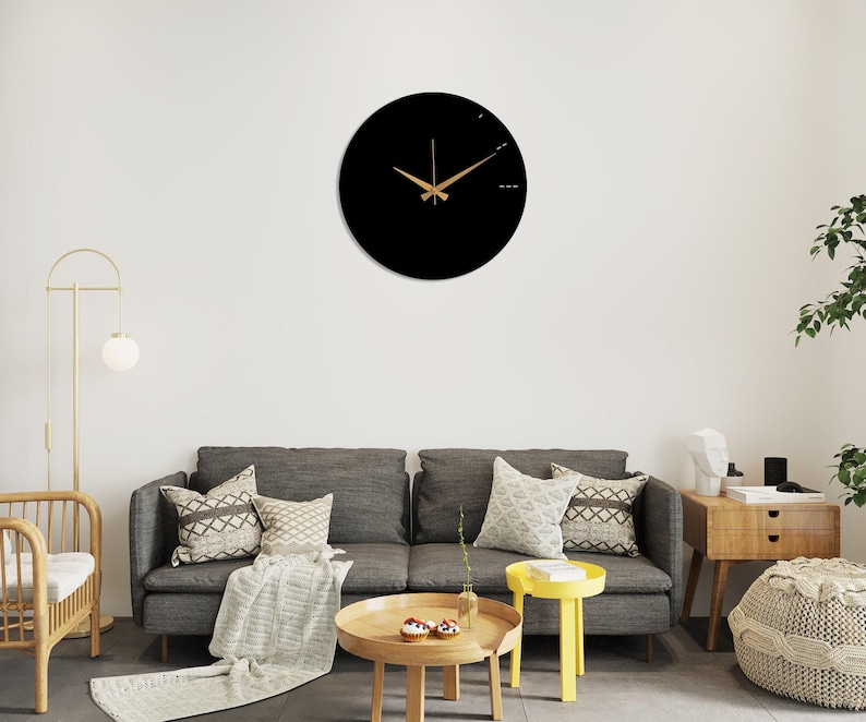 Black Minimalist Wall Clock, Modern Large Wall Clock ,unique Design ...