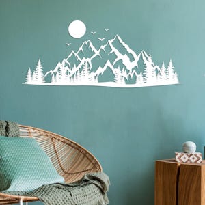 Mountain and forest themed metal wall decor for office wall