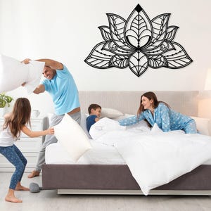 Mandala Metal Wall Art, Lotus Flower Metal Wall Decor, Gold Bedroom Wall Decor, Lotus Yoga Wall Art, Above Bed Decor, Living Room Wall Art image 8