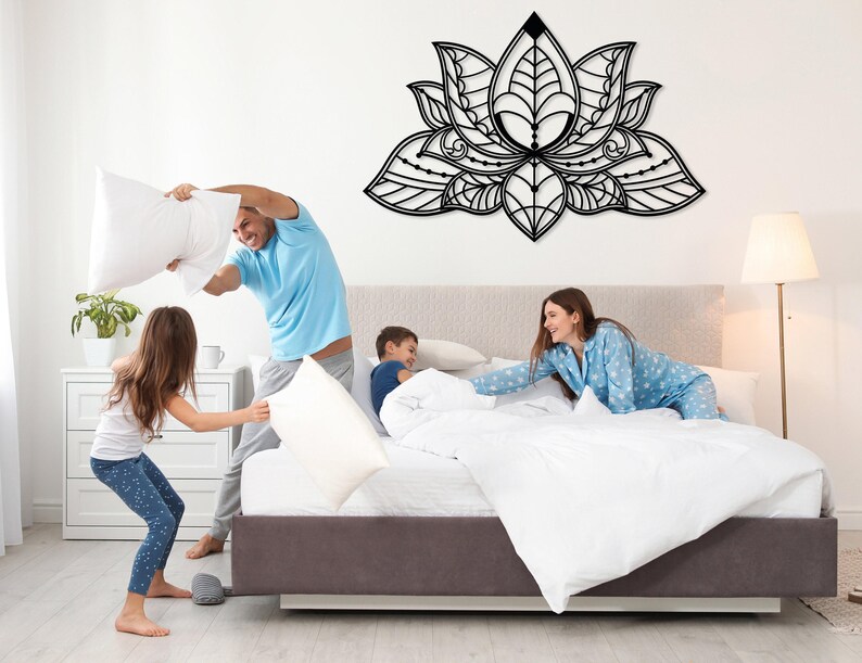 Mandala Metal Wall Art, Lotus Flower Metal Wall Decor, Gold Bedroom Wall Decor, Lotus Yoga Wall Art, Above Bed Decor, Living Room Wall Art image 8