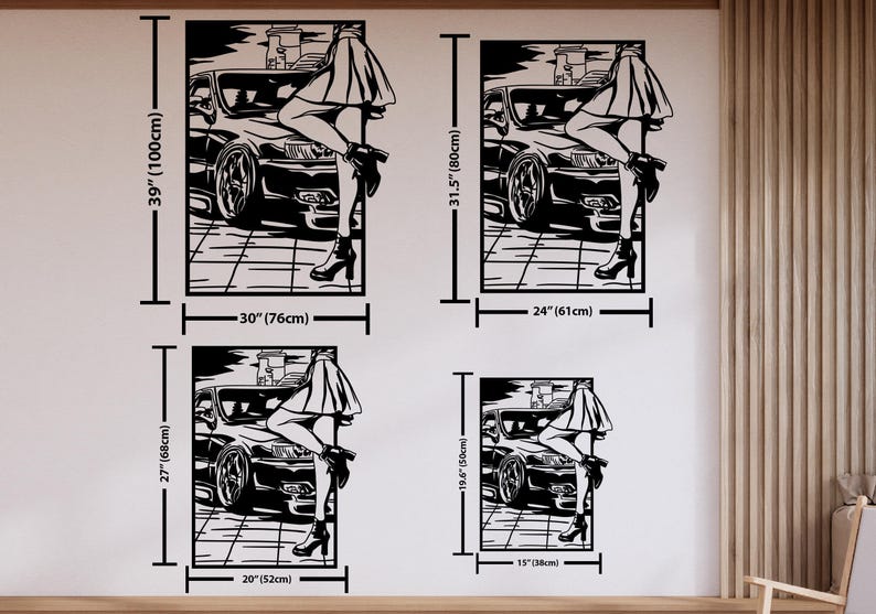Car Art Metal Wall Decor, Female Body Metal Wall Art, Racing Automotive Lover Gift for Men, Car Guy Gift,Woman Body Feminine Wall Art image 9