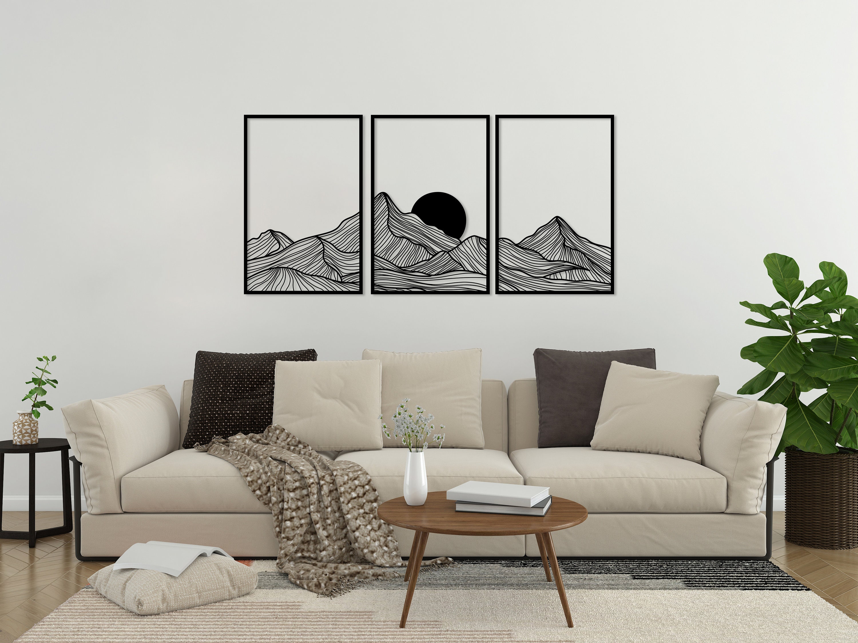 Mountain and Sun Wall Art Set