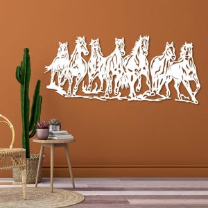 Metal Horse Wall Art, Horse Family Sign, Entryway Decor, Farmhouse Wall Decor, Animal Metal Decor,Wildlife Horse Lover Gift,Metal Horse Head White