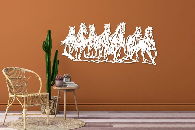 Metal Horse Wall Art, Horse Family Sign, Entryway Decor, Farmhouse Wall Decor, Animal Metal Decor,Wildlife Horse Lover Gift,Metal Horse Head White