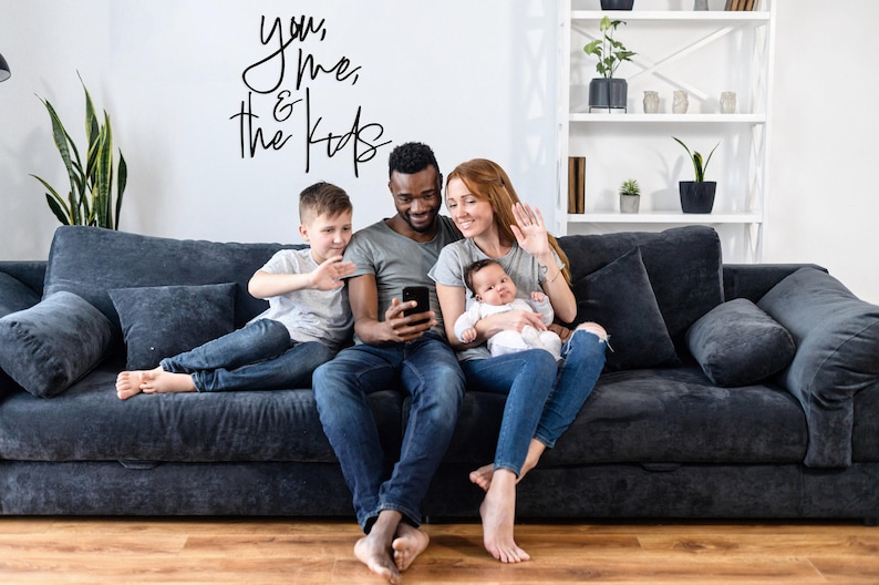 You Me and the Kids Wall Sign, Cursive Family Sign, Family Gift, Boho Home Decor, Minimalist Living Room Art, Quote Decor, Bedroom Wall Sign image 7