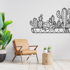 Cactus Metal Wall Decor, Metal Cactus Decor, Large Metal Wall Art, Cactus Sign, Living Room Decoration, Wall Hangings, Housewarming Gift image 6