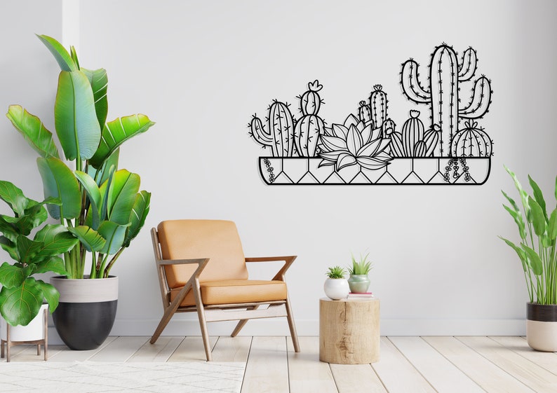 Cactus Metal Wall Decor, Metal Cactus Decor, Large Metal Wall Art, Cactus Sign, Living Room Decoration, Wall Hangings, Housewarming Gift image 6