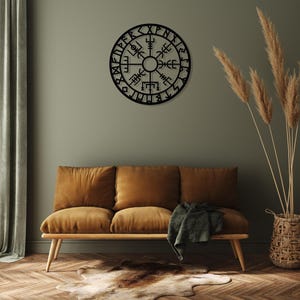 Vegvisir Metall Wand dekor, Metall Wand dekor, Metall Wandschild, Wikinger Metall Wandbehang, Büro Wand Kunst, isländische Kunst, Wohnzimmer Kunst Bild 7