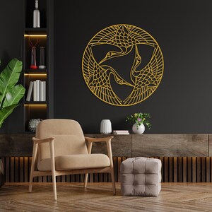 Birds Boho Metal Wall Art, Steel Birds Art Decor, Living Room Wall Art,Modern Home Decor,Office Wall Decor,Housewarming Gift,Bird Lover Gift Gold