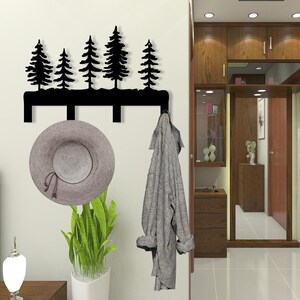Wispy Pine Tree Metal Coat Rack,Cedar Tree Coat Clothes Hangr,Modern Tree Coat Rack Gift,Nature Theme Entryway Organizer,Interior Decor Gift
