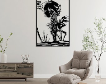 Samurai Warrior Metal Wall Art, Samurai Battle Decor, Japanese Culture Home Wall Decor, Samurai with Katana Decor, Japan Decor Wall Art Gift