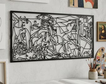Metalowa dekoracja ścienna Guernica, prezent świąteczny, stalowy obraz Pabla Picassa, dekoracja domu, nowoczesna sztuka ścienna, duża metalowa Gernica, prezent na nowy dom