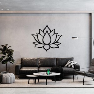 Lotus Flower Wall Decor, Metal Lotus Flower Wall Art Gold or Black, Large Outdoor Wall Decor, Metal Wall Art Mandala Decor, Yoga Decor image 3