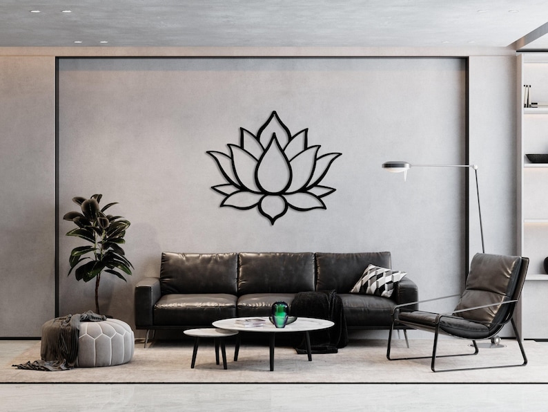 Lotus Flower Wall Decor, Metal Lotus Flower Wall Art Gold or Black, Large Outdoor Wall Decor, Metal Wall Art Mandala Decor, Yoga Decor image 3