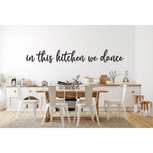 In This Kitchen We Dance Metal Wall Sign, Funny Kitchen Gift, Modern Farmhouse Kitchen Quote, Kitchen Chef Metal Wall Sign, Cooker Mom Gift