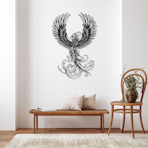 Phoenix Metal Wall Decor, Large Phoenix Wall Art, Contemporary Wall Decor, Mythical Bird Art, Minimalist Unique Home Decor,Housewarming Gift