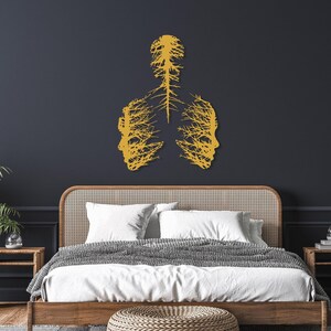 Abstract Tree Metal Wall Art, Abstract Faces Wall Decor, Modern Wall Art, Unique Design Wall Sculpture, Art Lover Gift, Housewarming Gift Gold