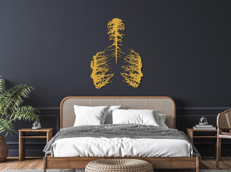 Abstract Tree Metal Wall Art, Abstract Faces Wall Decor, Modern Wall Art, Unique Design Wall Sculpture, Art Lover Gift, Housewarming Gift Gold