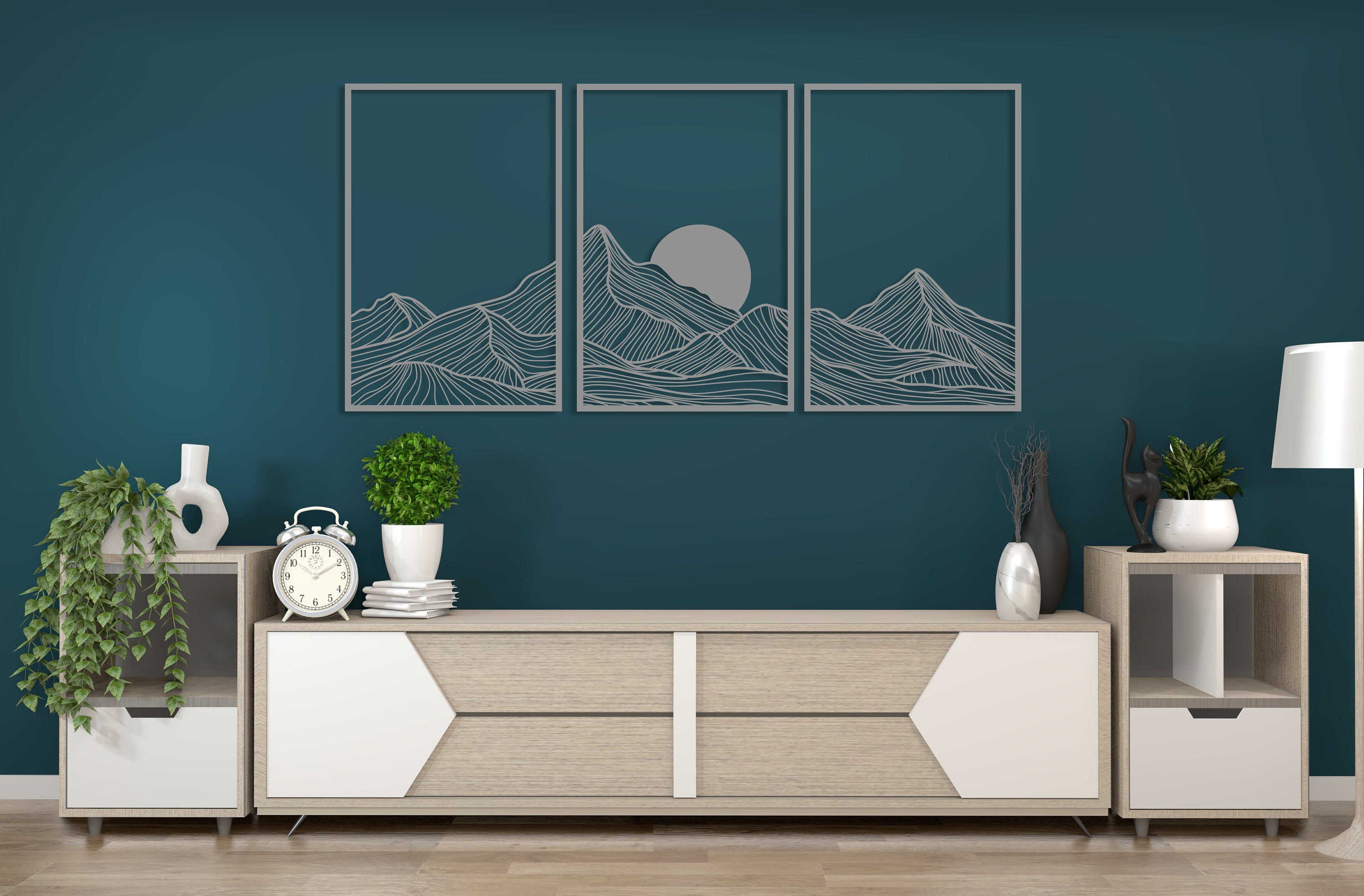 Mountain and Sun Wall Art Set