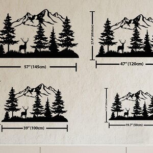 Mountain and Forest with Deer Metal Wall Decor, Hill and Trees Large Wall Art, Nature and Forest Decor, Outdoor Lover Gift, Home Decoration image 9