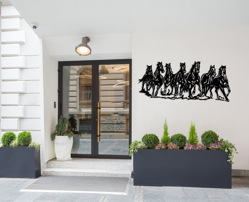Metal Horse Wall Art, Horse Family Sign, Entryway Decor, Farmhouse Wall Decor, Animal Metal Decor,Wildlife Horse Lover Gift,Metal Horse Head image 2
