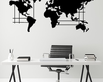 Mapa Mundi Metálico para Pared, Mapa Mundi de Continentes, Decoración de Viaje, Adorno de Pared para Interiores, Decoración para el Hogar y la Oficina, Mapa Mundi, Regalo de Mapa para Viajeros