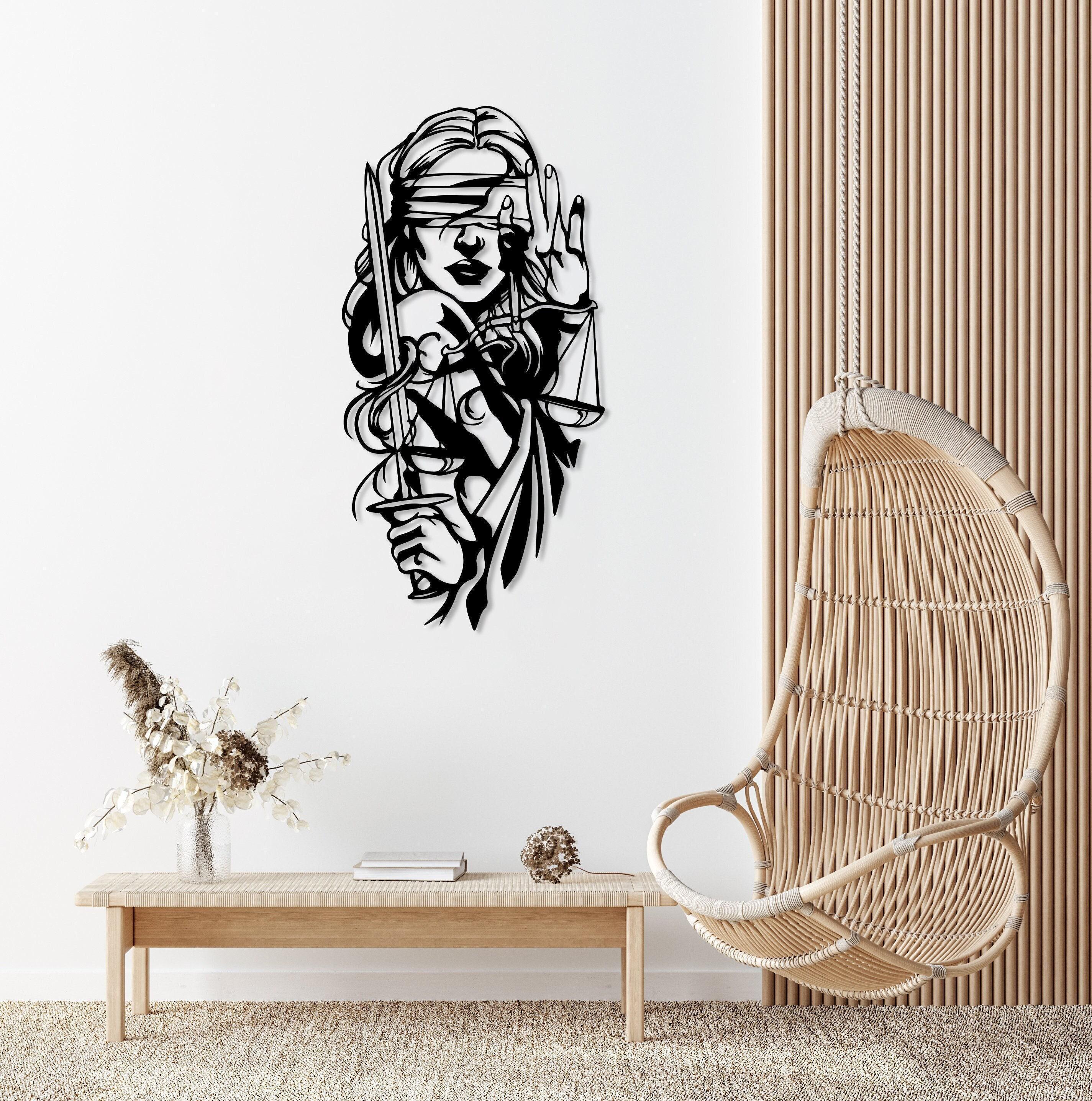 Lady Justice Metal Wall Decor, Interior Decor, Lawyer Gift, Home Office ...