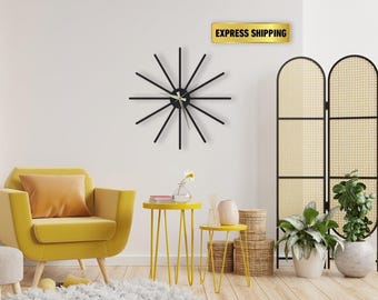 Black Minimalist Silent Oversize Clock Unique  Large Metal Wall Clock,Modern Big Clocks For Wall Horloge Murale Housewarming Gift Home Decor